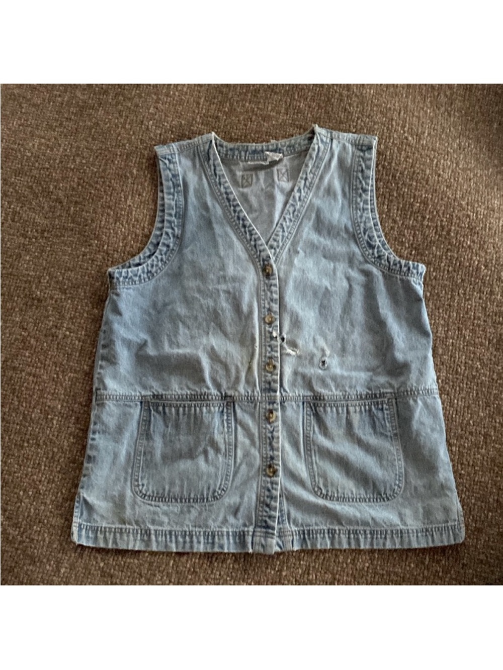 Vintage Distressed Denim Chore Vest